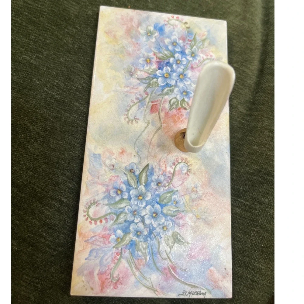 Hand Painted B.Mantegna H&R Johnson Tile Pen Stand Forget Me Nots Cottagecore